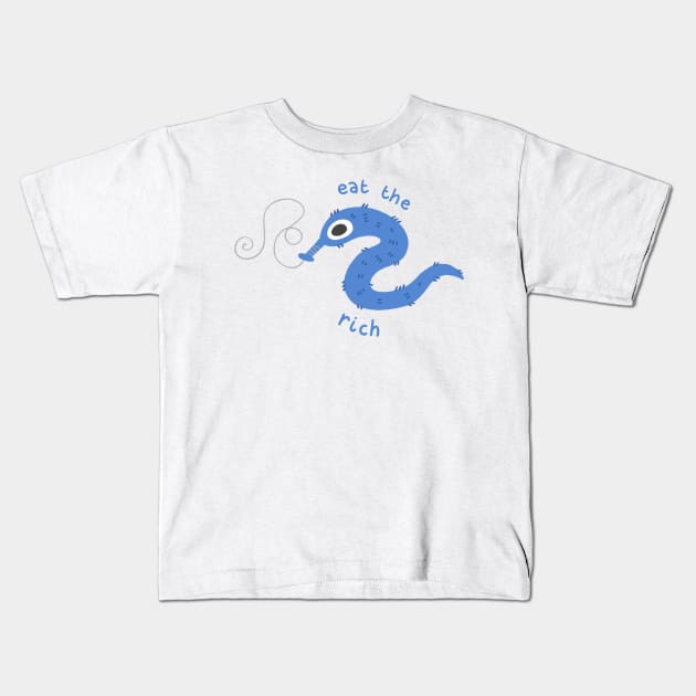 Eat the Rich Worm-on-a-String Kids T-Shirt by Niamh Smith Illustrations